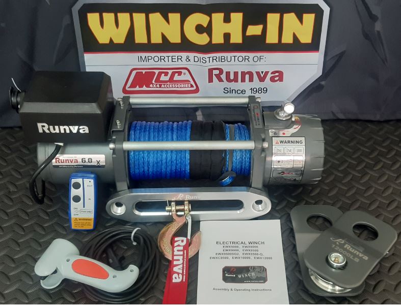 6000LBS RUNVA WINCH 12V WITH SYNTHETIC ROPE (6 000LBS = 2 722KG) (SUPPLIED WITH CABLE (WIRE